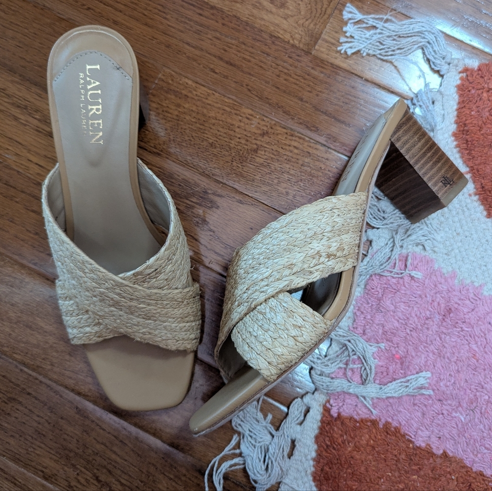 Ralph Lauren Beige Woven Mules